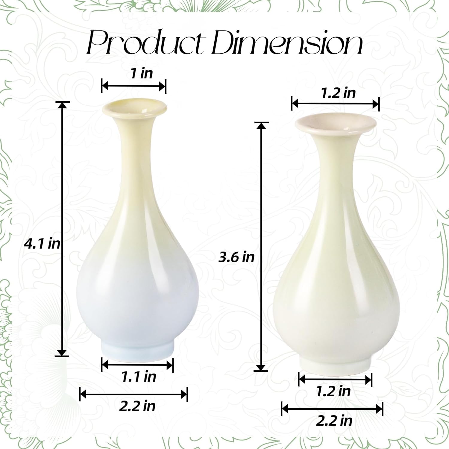 KAMMAK colored ceramic vase - hand painted decorative vase with embossed floral details