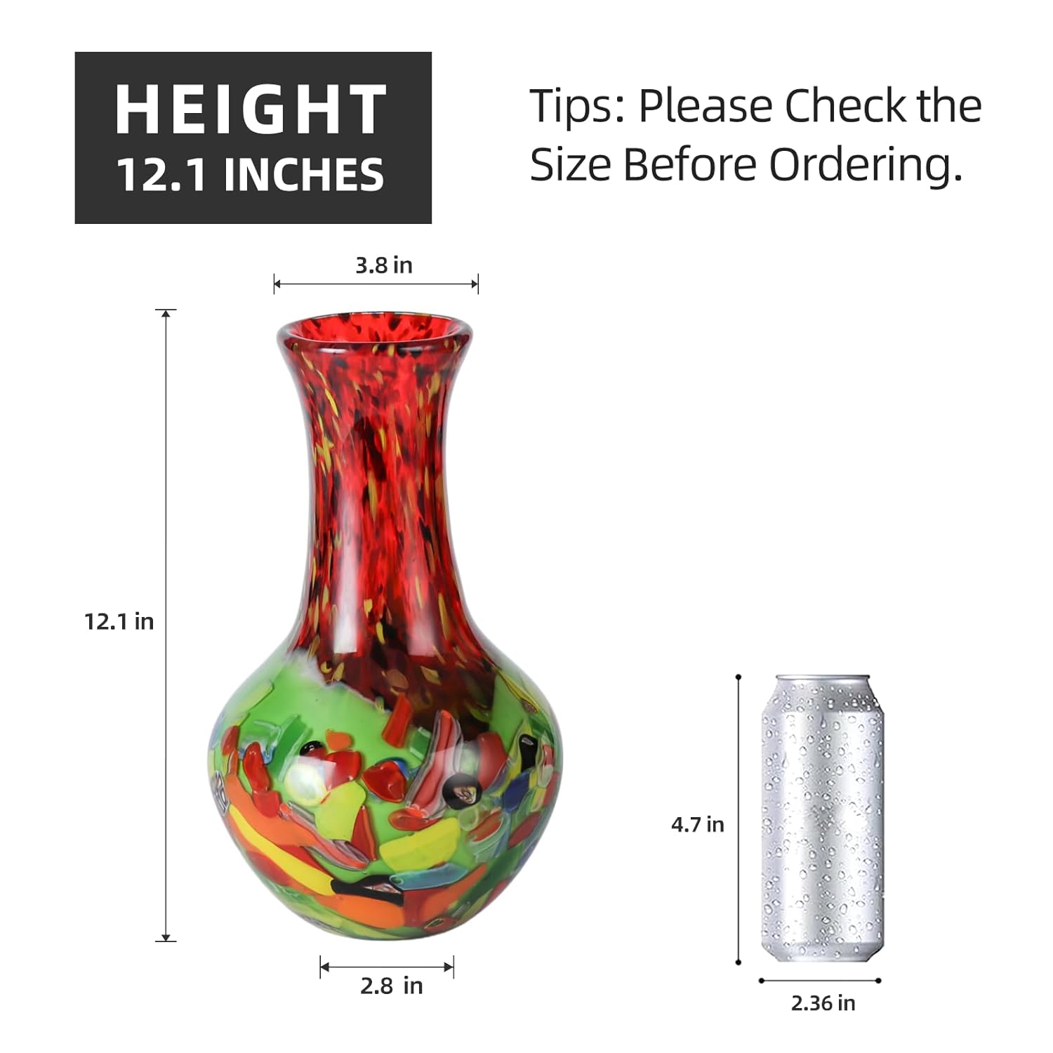 KAMMAK colored hand blown glass vase