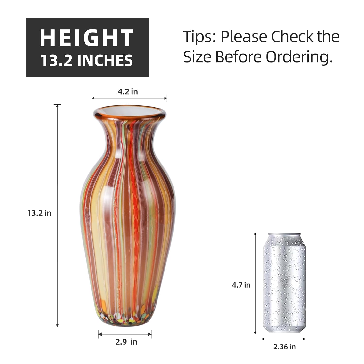KAMMAK colored hand blown glass vase