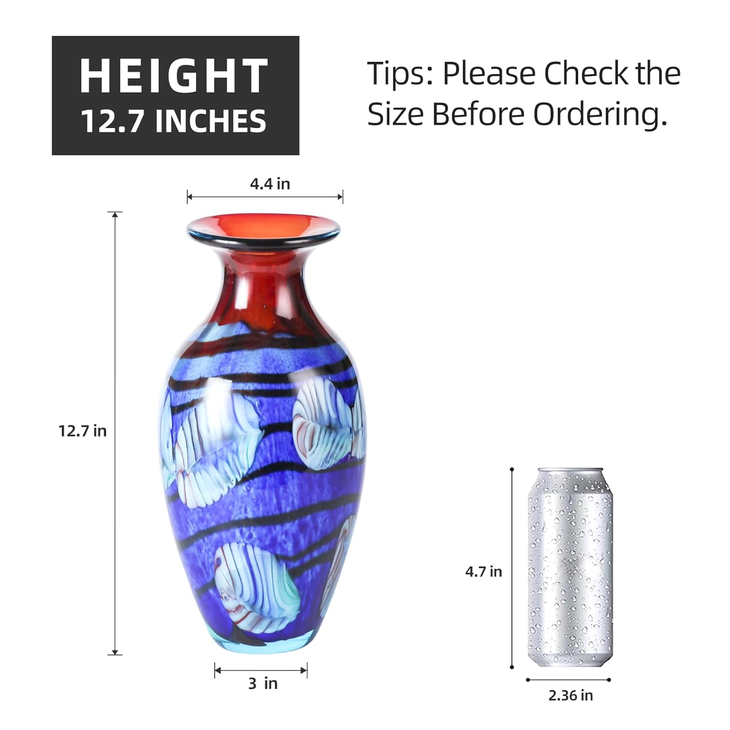 KAMMAK colored hand blown glass vase