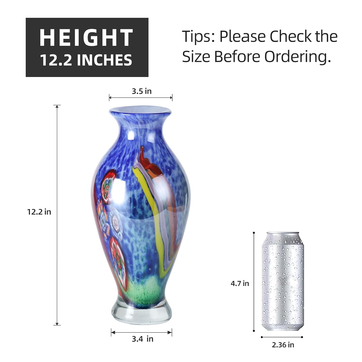 KAMMAK colored hand blown glass vase