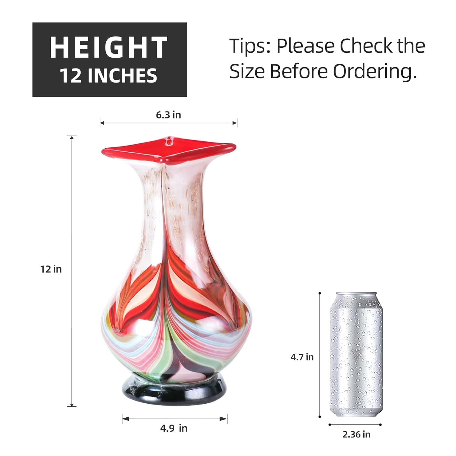 KAMMAK Colored Glass Vase - Hand Blown Decorative