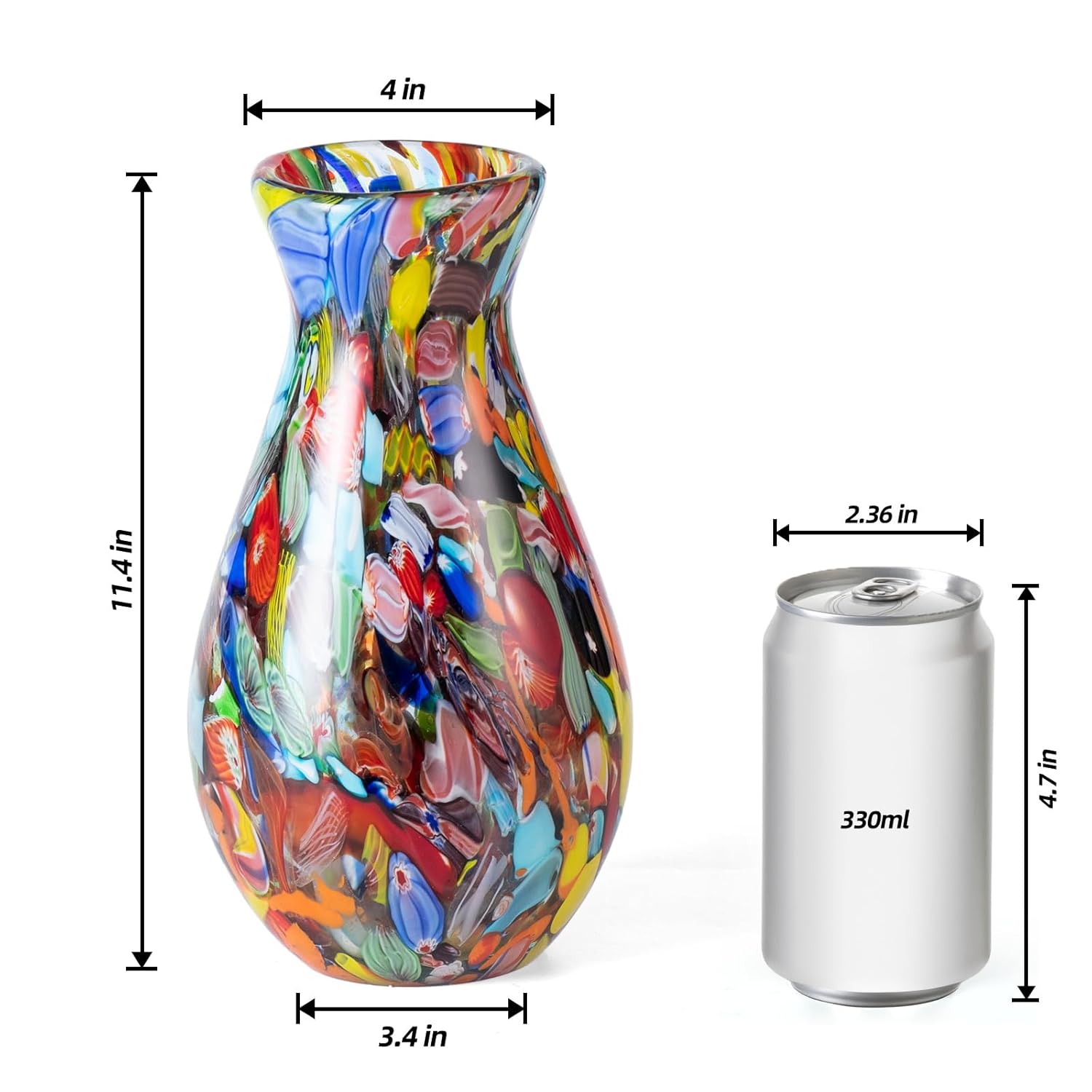 KAMMAK Colored Glass Vase - Hand Blown Decorative