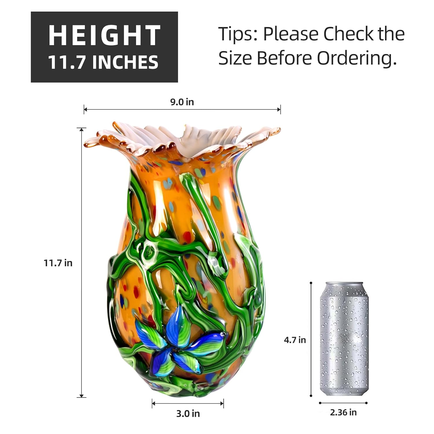 KAMMAK Colored Glass Vase - hand-blown decorative vase