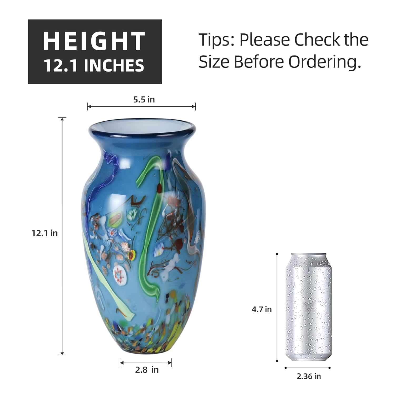 KAMMAK Colored Glass Vase - hand-blown decorative vase
