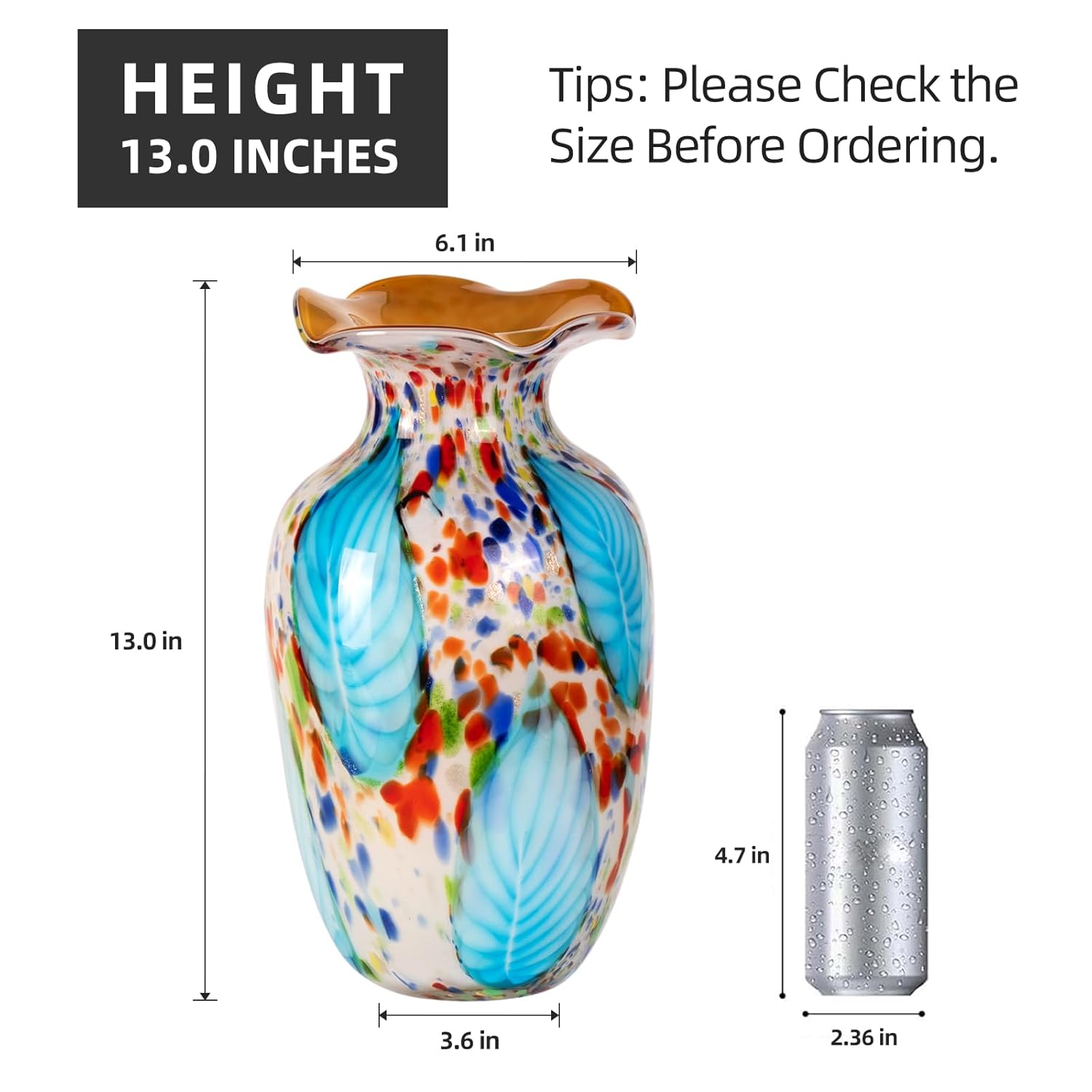 KAMMAK colored glass vase - beautiful hand blown decorative modern art vase