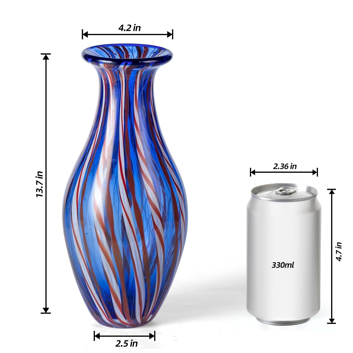 KAMMAK colored glass vase - beautiful hand blown decorative modern art vase