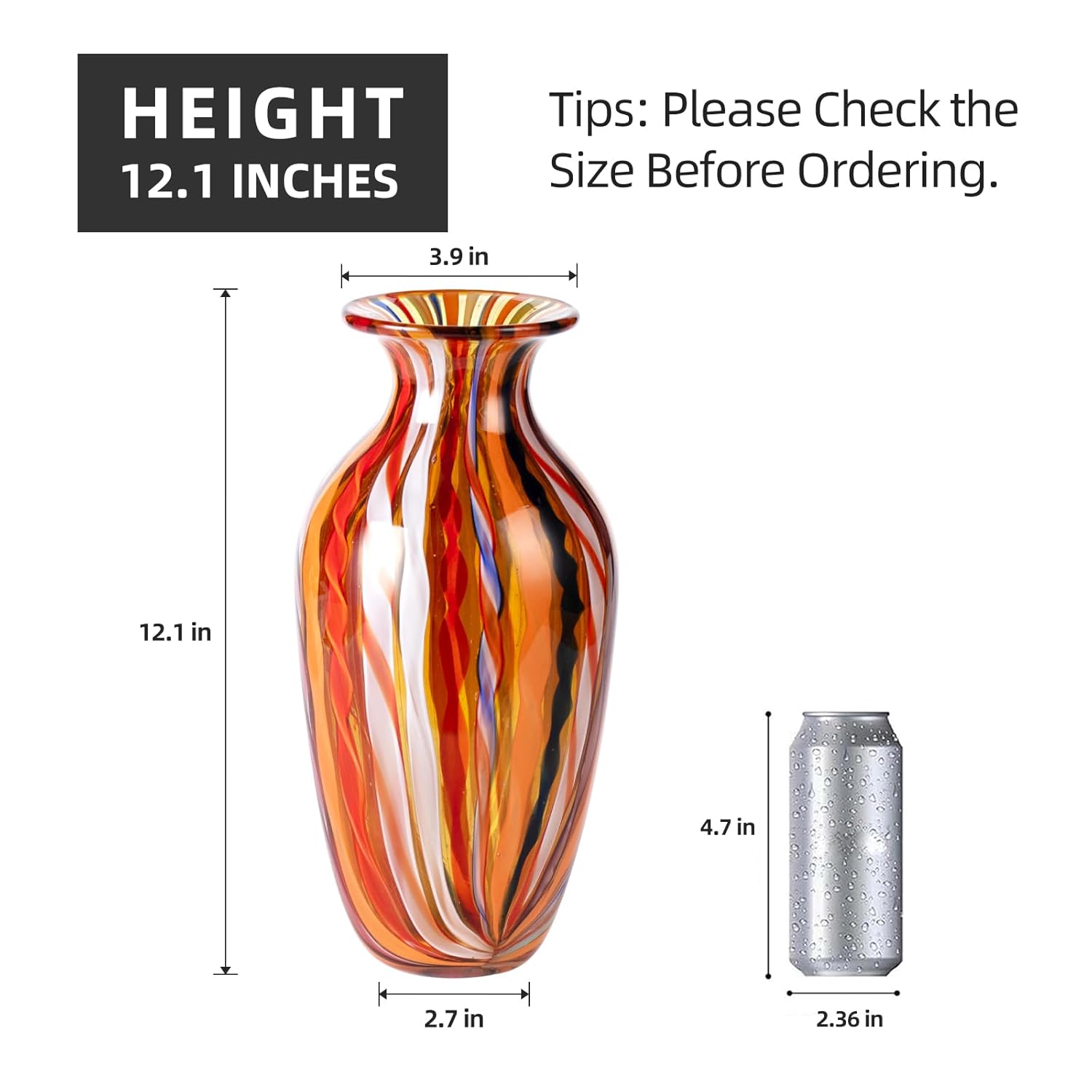 KAMMAK colored glass vase - beautiful hand blown decorative modern art vase