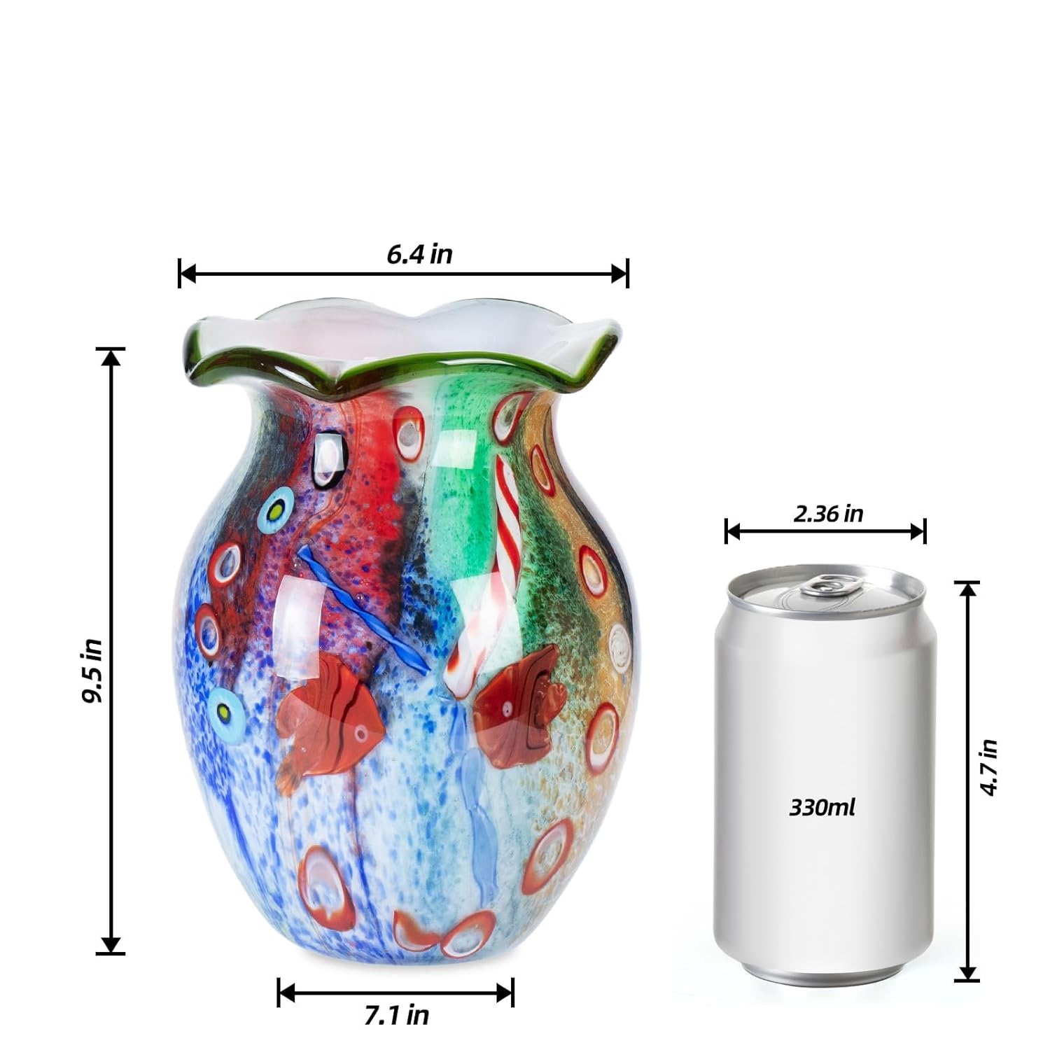 KAMMAK colored glass vase - beautiful hand blown decorative modern art vase