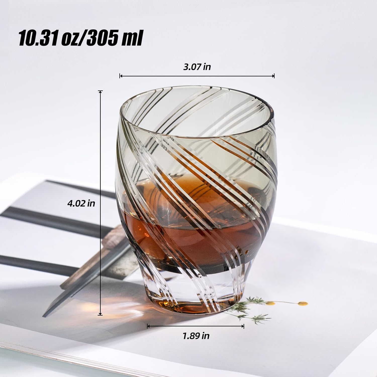 KAMMAK crystal whiskey glasses with refined white finish, 6 oz capacity