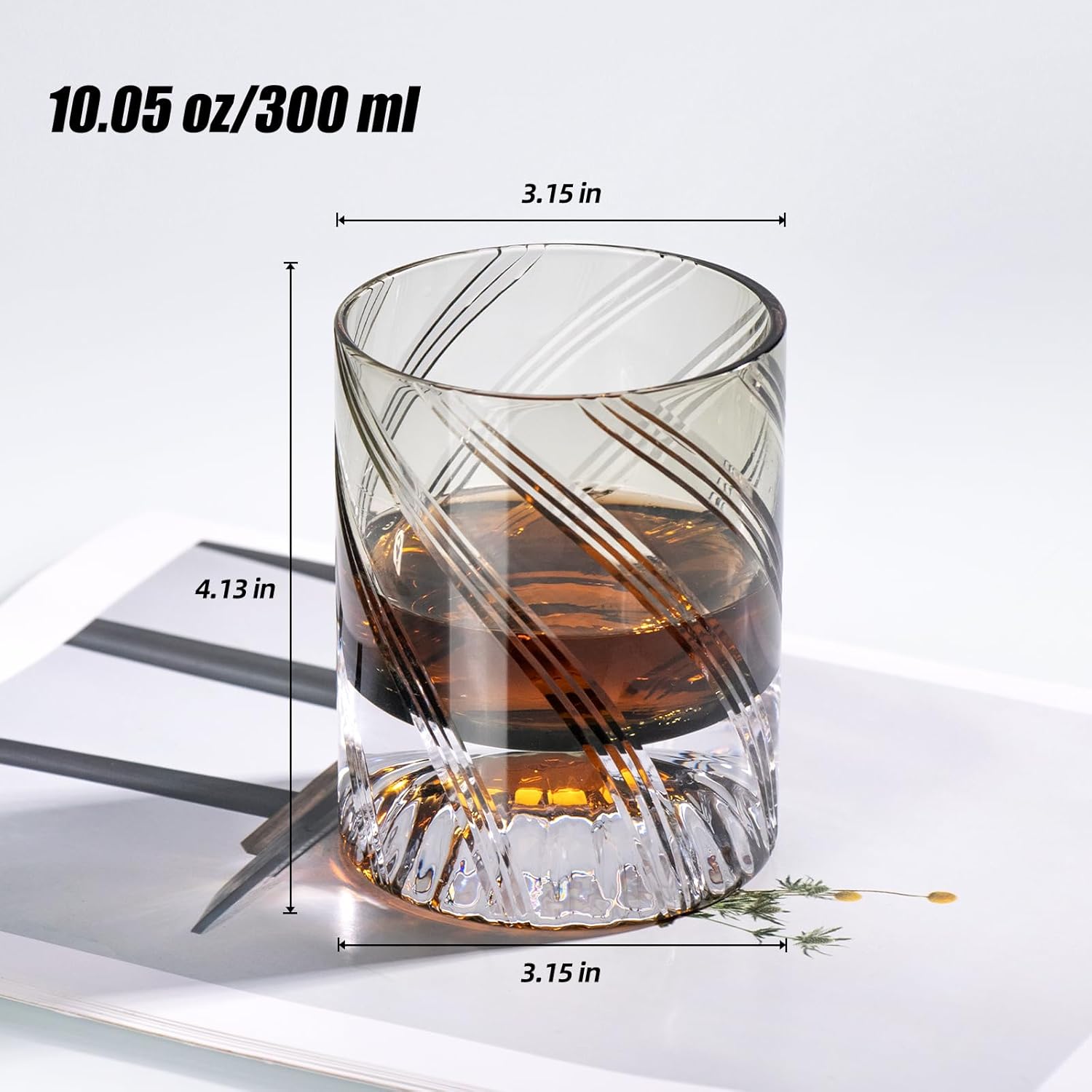 KAMMAK crystal whiskey glasses with refined white finish, 6 oz capacity