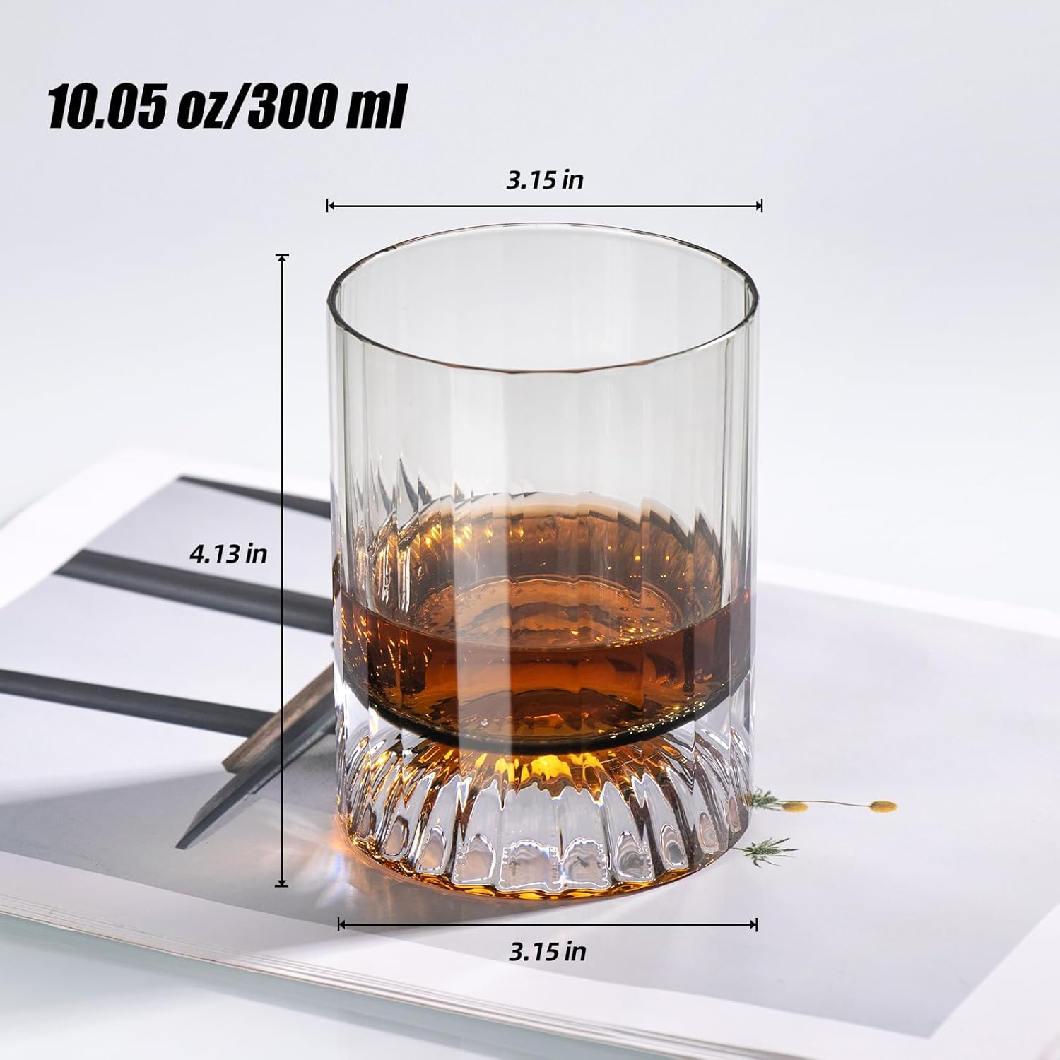 KAMMAK crystal whiskey glasses with refined white finish, 6 oz capacity