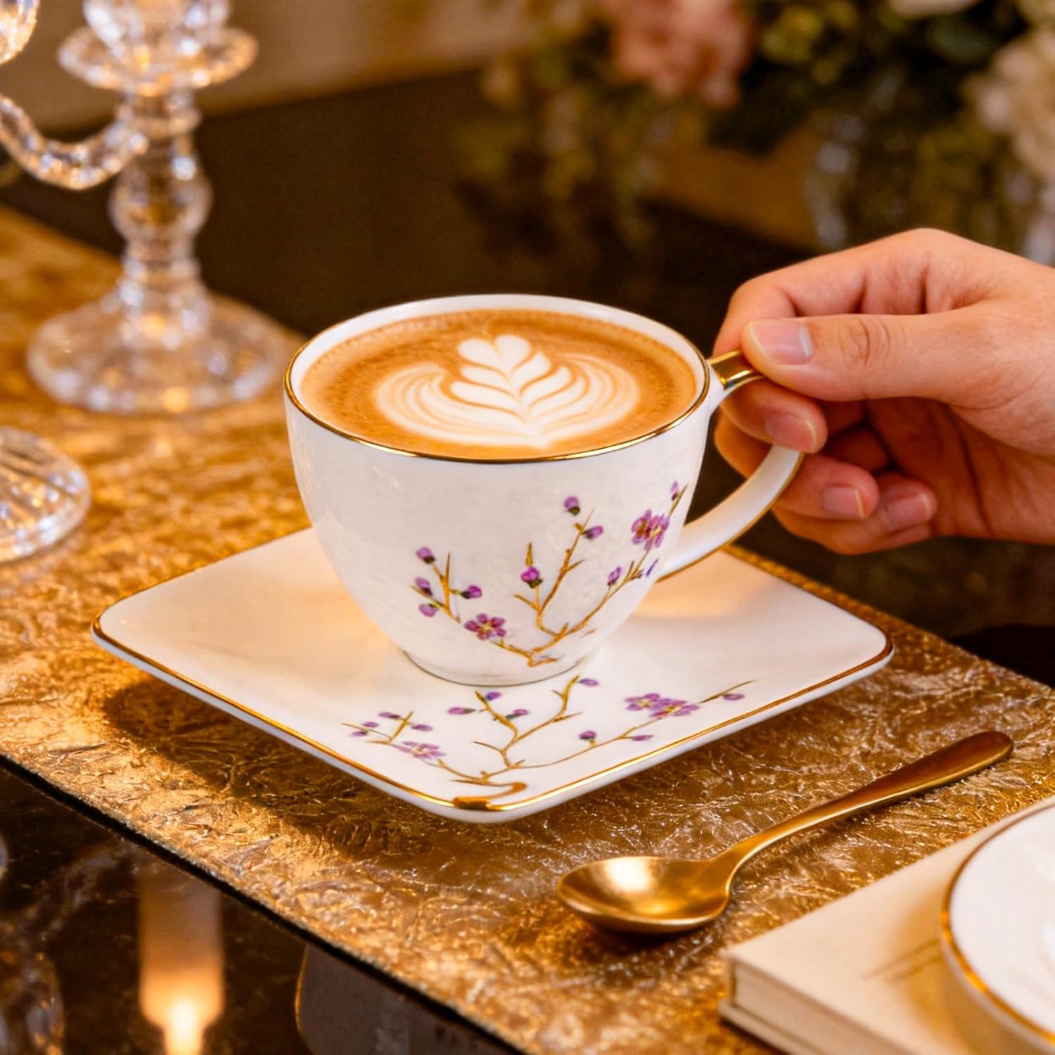KAMMAK fine bone china tea cups and saucers - detail image 3