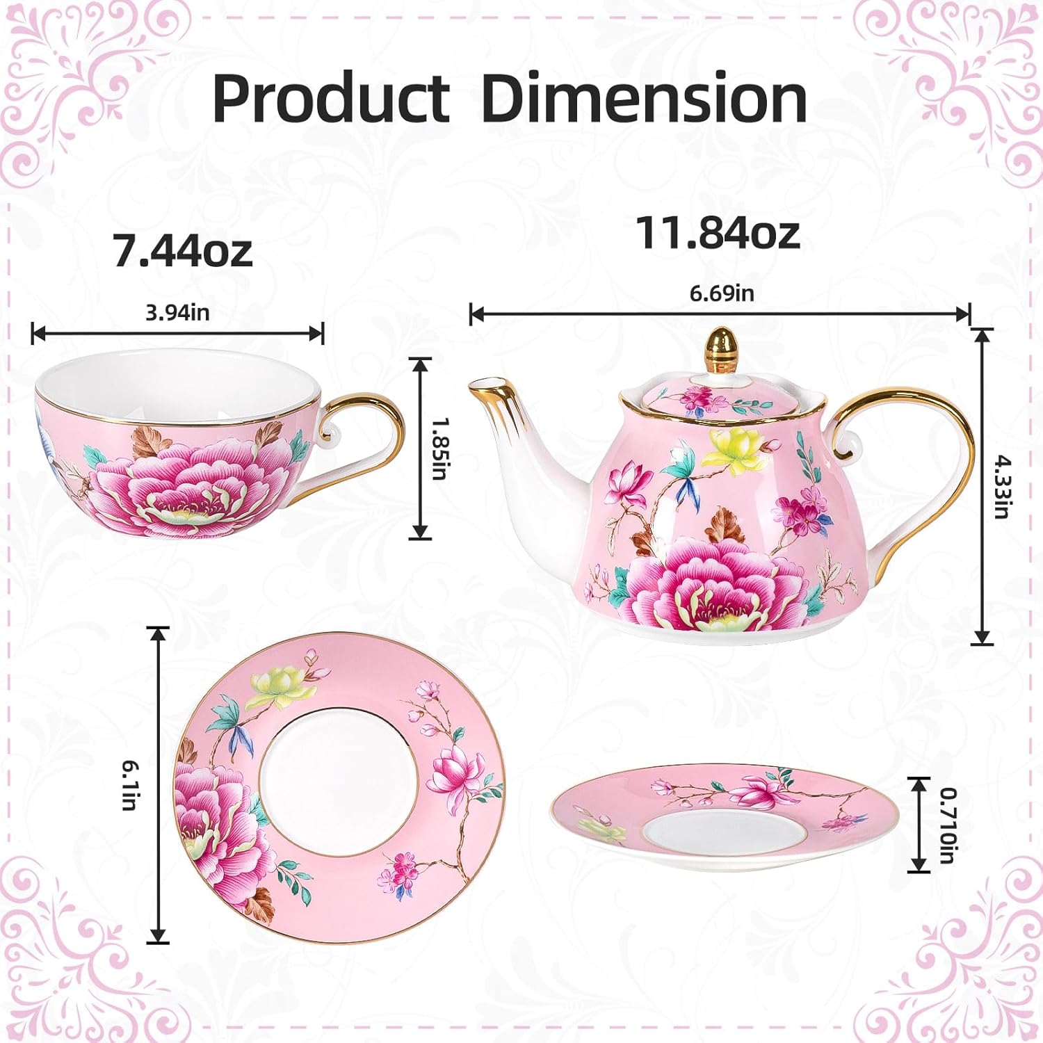 KAMMAK tea for one porcelain teapot and cup set - bone china teapot and teacup set