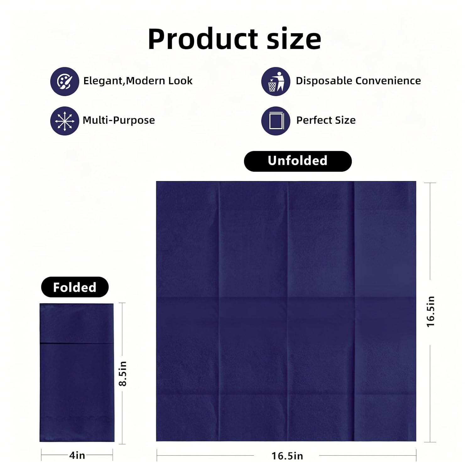 KAMMAK blue disposable dinner napkins with pocket for silverware