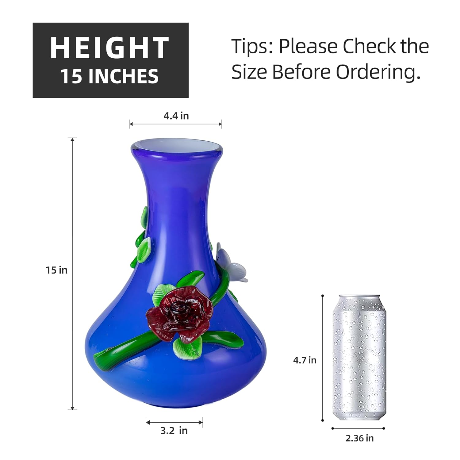 KAMMAK colored glass vase - hand blown decorative art vase with luminous glaze finish