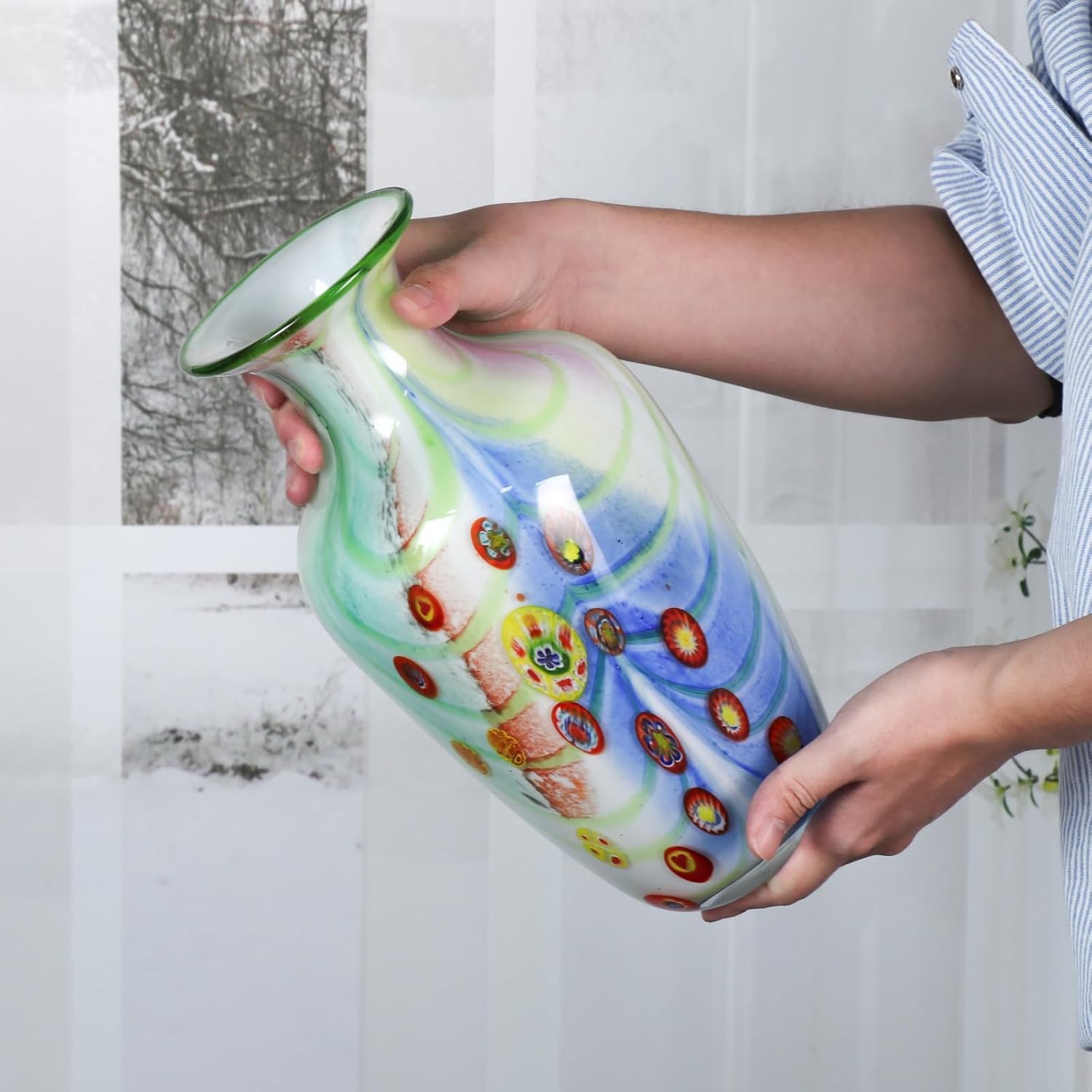 KAMMAK colored art glass vase - detail image 4
