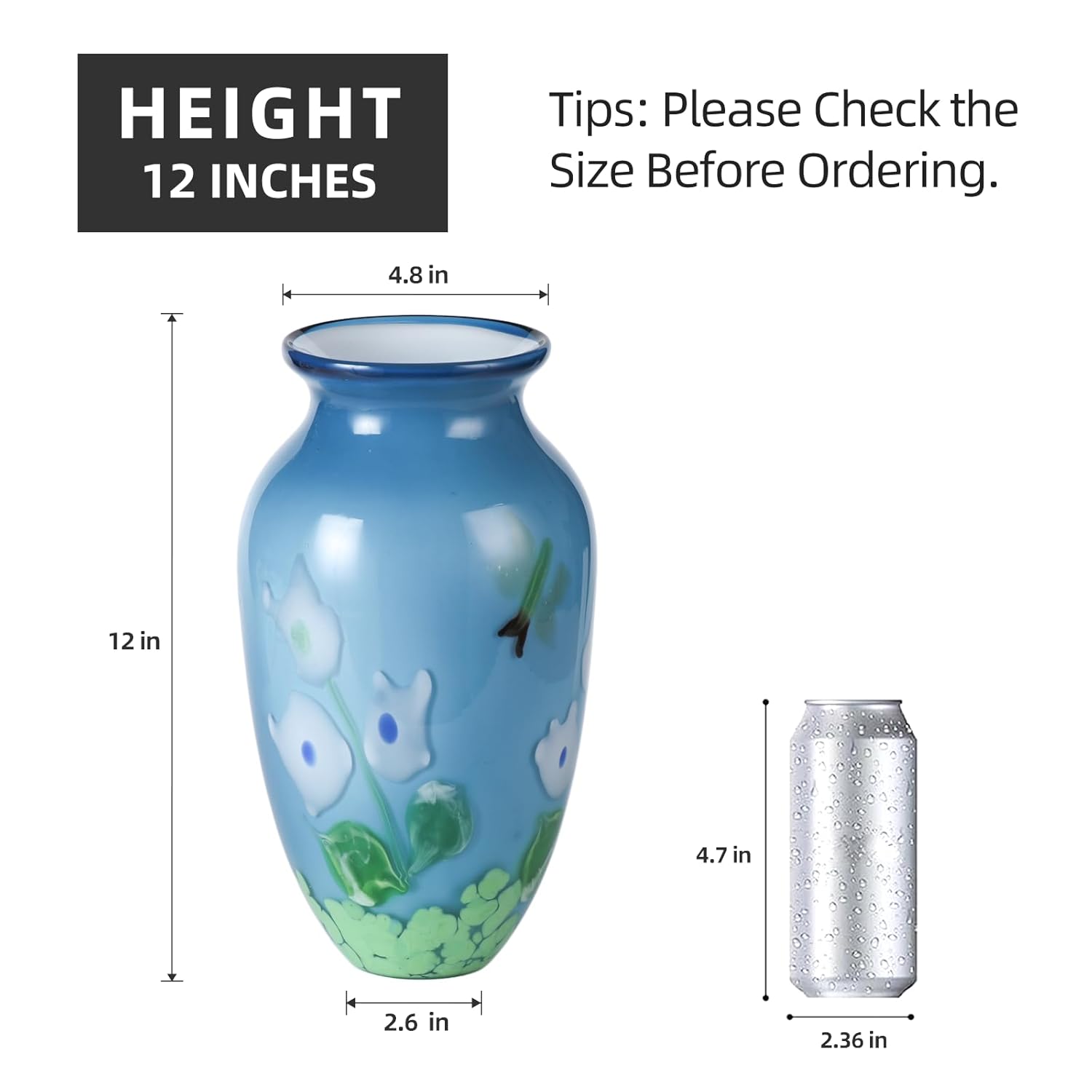 KAMMAK colored glass vase - hand blown decorative art vase with luminous layered colors