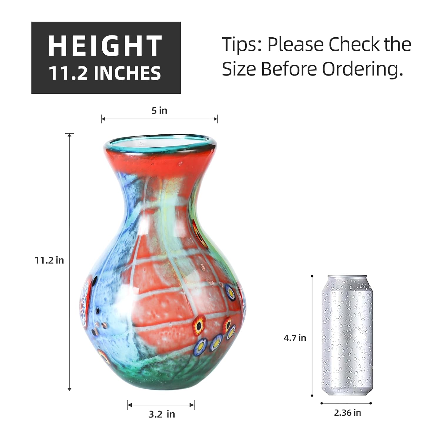 KAMMAK colored hand blown glass vase with semi translucent artistic finish
