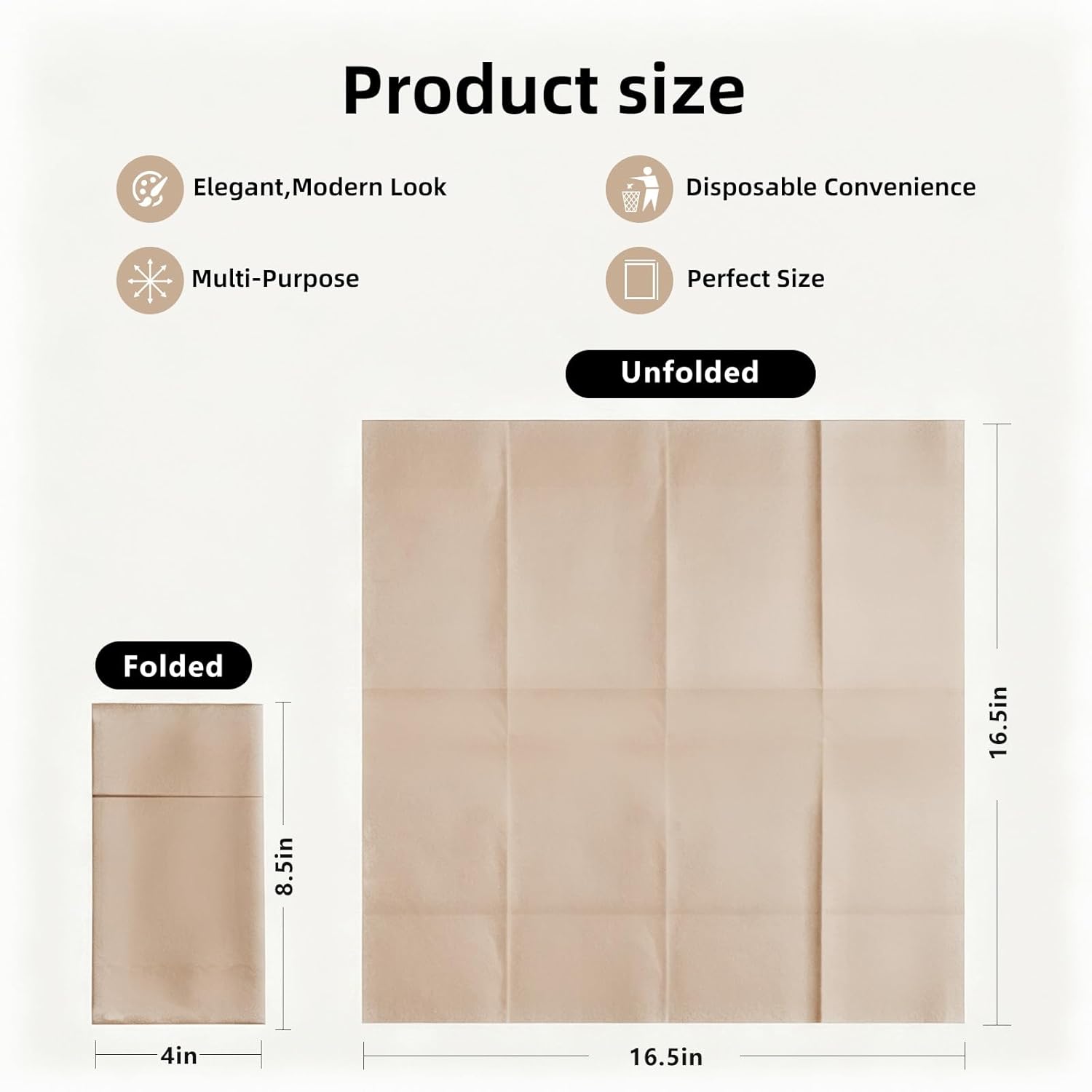 KAMMAK khaki disposable dinner napkins with pocket for silverware