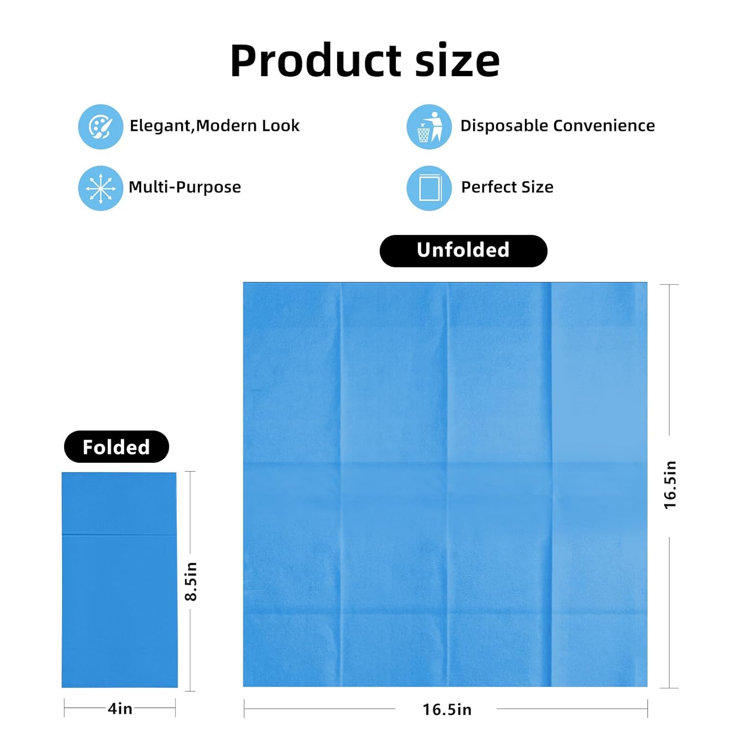 KAMMAK sky blue disposable dinner napkins with pocket for silverware