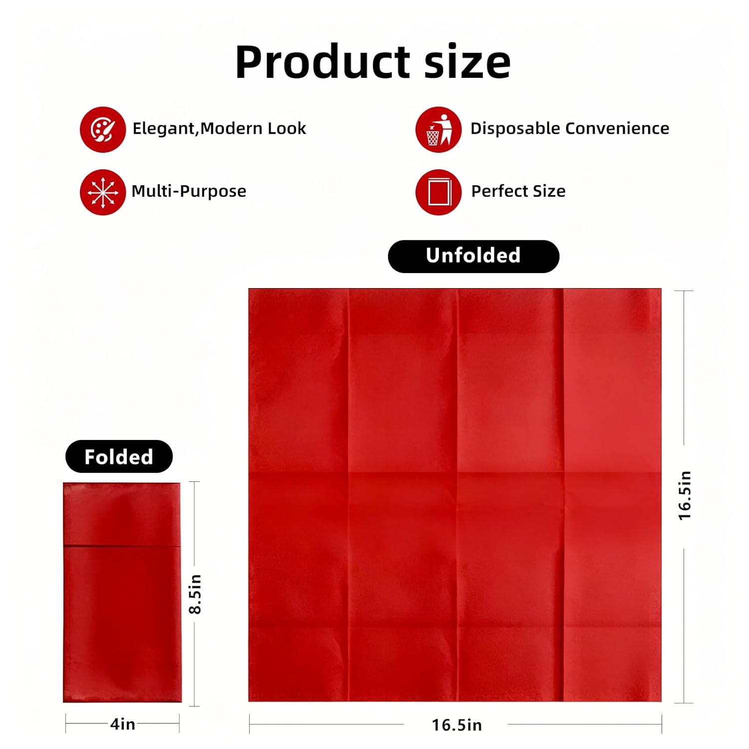 KAMMAK red disposable dinner napkins with pocket for silverware