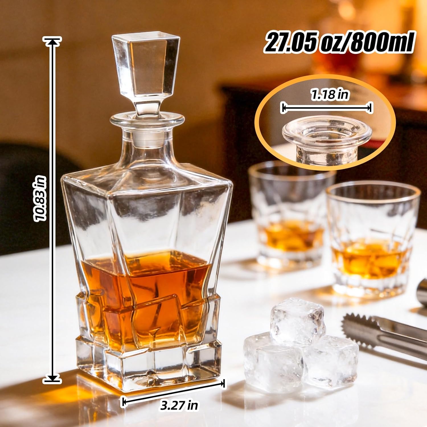 KAMMAK 950ml lead-free glass liquor decanter with stopper