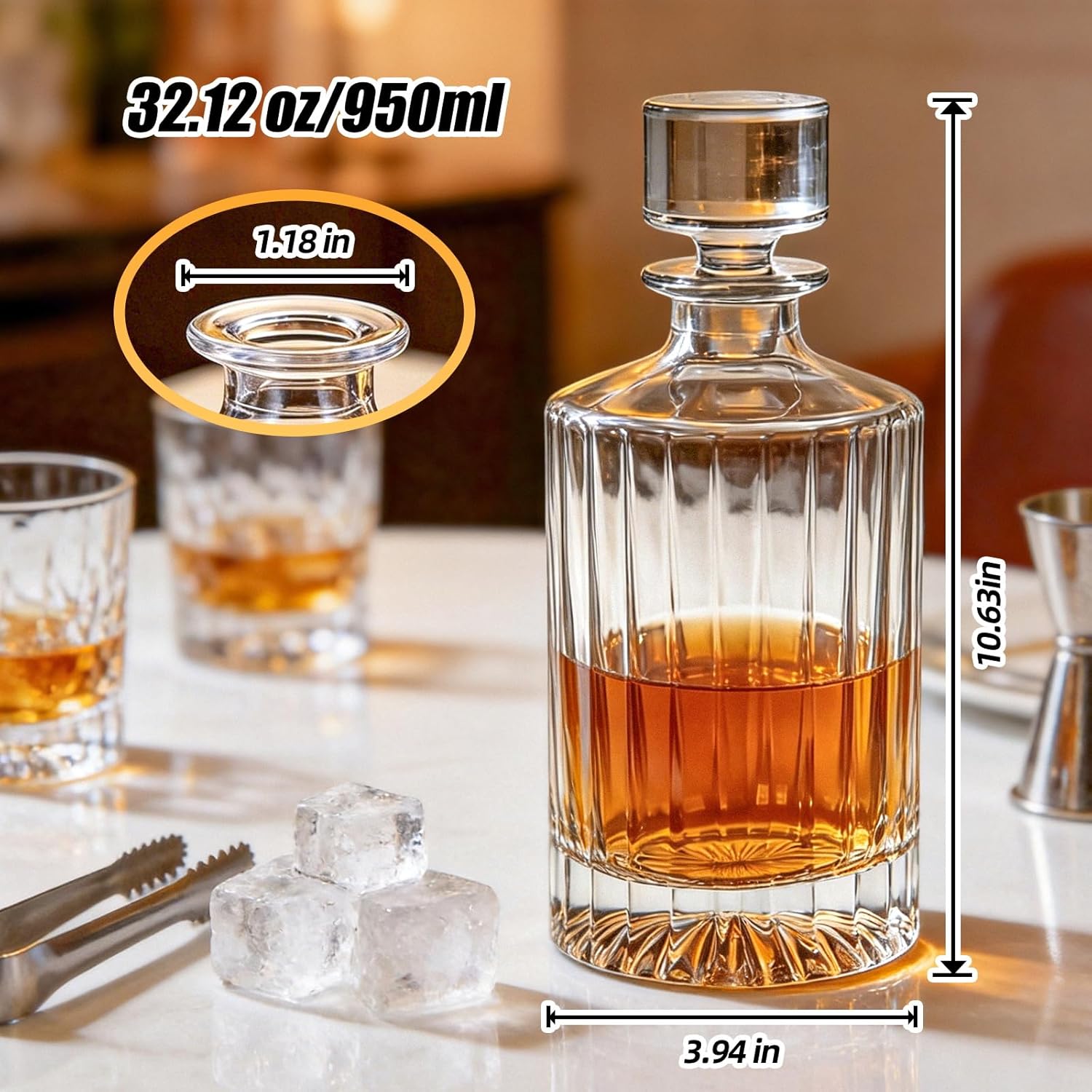 KAMMAK 950ml lead-free glass liquor decanter with stopper