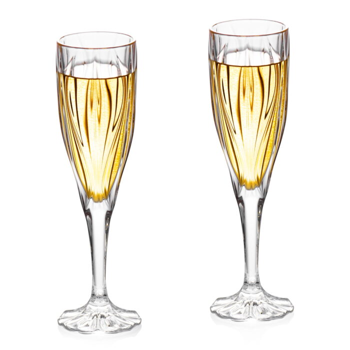 Crystal Champagne Glasses Set of 2, 6.3oz Elegnt Glass - Image 1