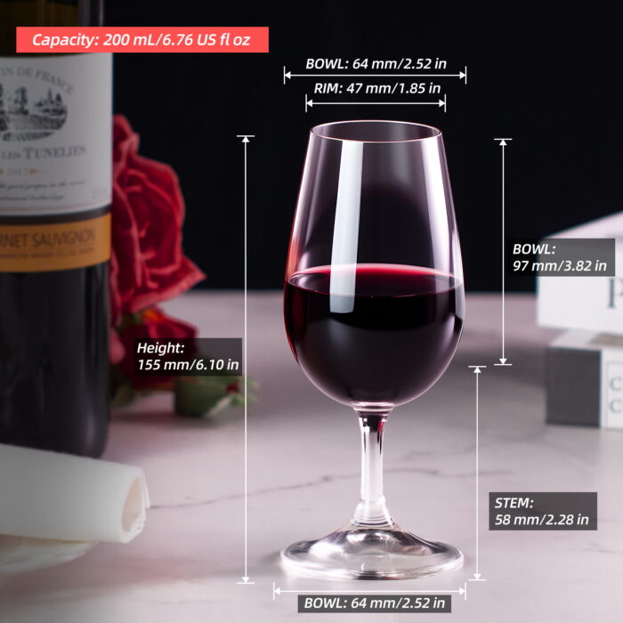 Wine Glasses Set of 2 6.7 oz Crystal Bordeaux Wine Glasses - Image 3