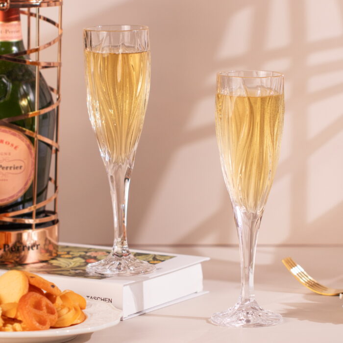 Crystal Champagne Glasses Set of 2, 6.3oz Elegnt Glass - Image 2