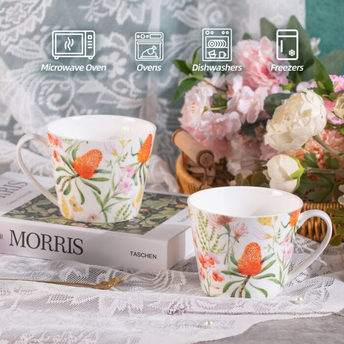 Bone China Mugs 16 oz Coffee Mugs with Handle, Tea Cup - Image 4