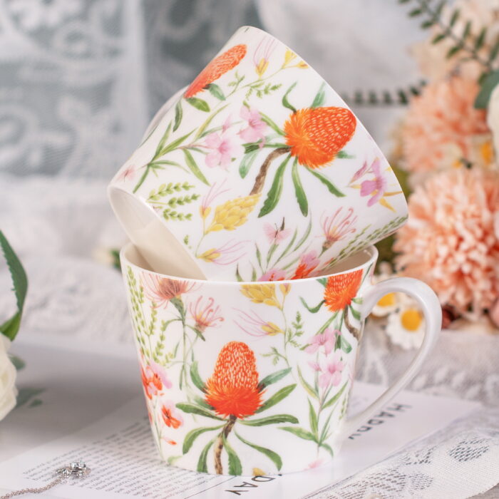 Ceramic Mug5 Bone China Mugs 16 oz Coffee Mugs with Handle, Tea Cup - Image 1