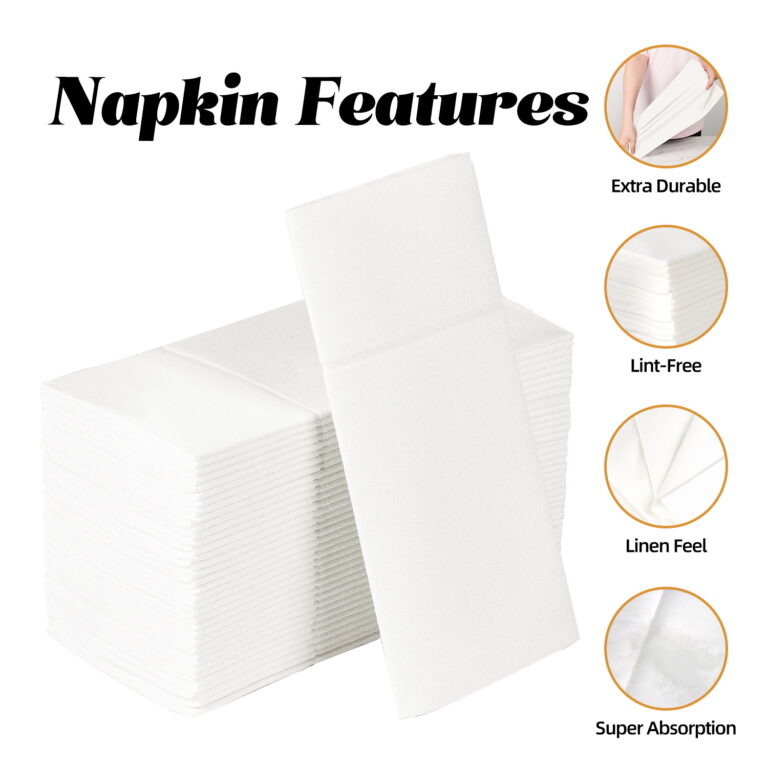 kammak Napkins White Dinner Napkins with Pocket 100 Pack – detail view 3