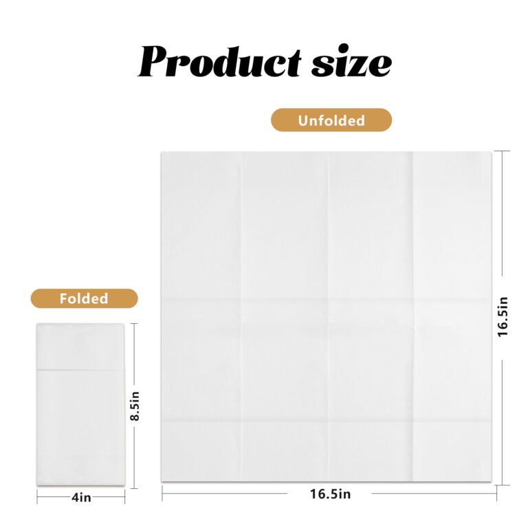 kammak Napkins White Dinner Napkins with Pocket 100 Pack – product dimensions