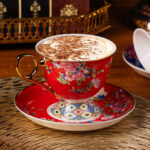 Tea Cups and Saucers Set of 2, Porcelain Coffee Cup - Image 7