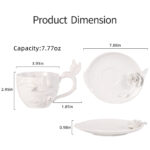 Tea Cups and Saucers Set of 2, Porcelain Coffee Cups - Image 5