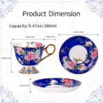 Tea Cups and Saucers Set of 2, Porcelain Coffee Cup - Image 5