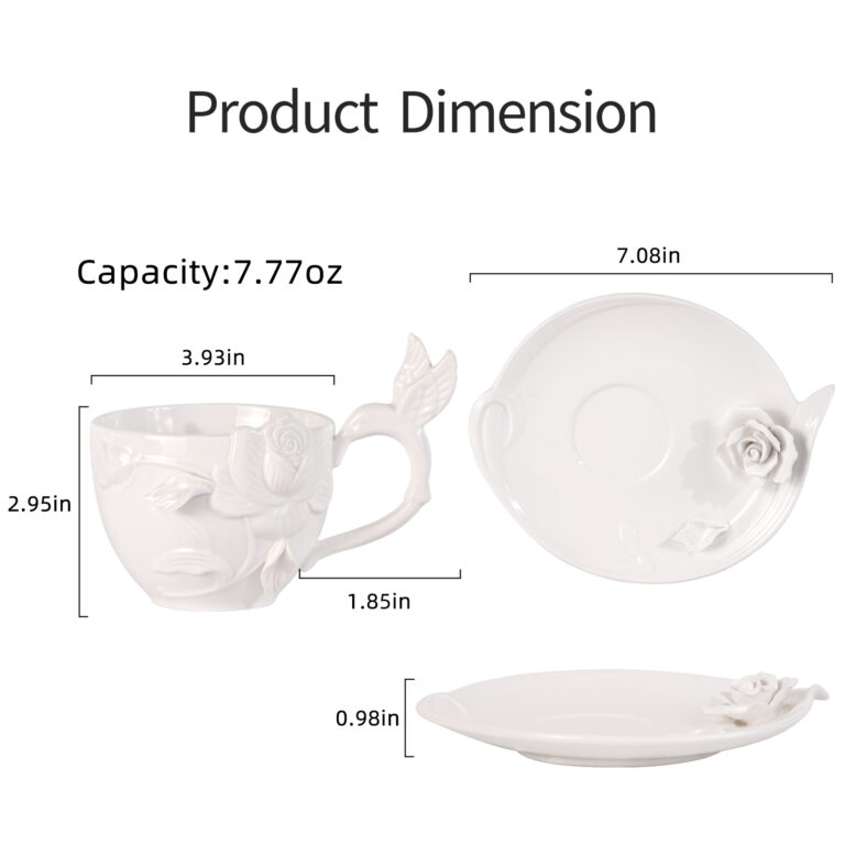 KAMMAK Porcelain Cup and Saucer Set of 2 – product dimensions