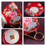 Tea Cups and Saucers Set of 2, Porcelain Coffee Cup - Image 9