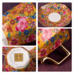 Tea Cups and Saucers Set of 2, Porcelain Coffee Cup - Image 4