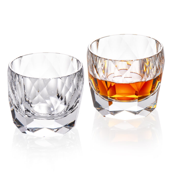 crystal whiskey glasses white (3) Crystal Whiskey Glasses Set of 2, 7.1oz Old Fashioned Glasses - Image 1