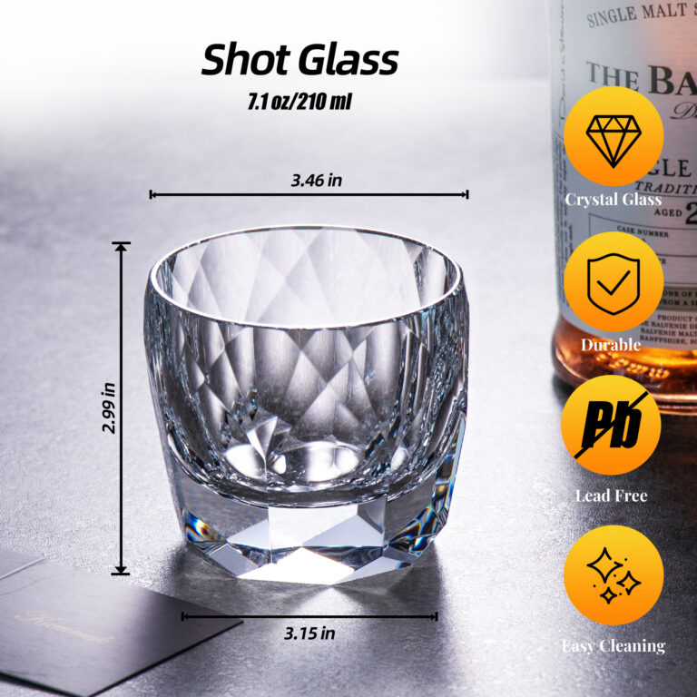 Crystal Whiskey Glasses Set of 2, 7.1oz Old Fashioned Glasses – product dimensions