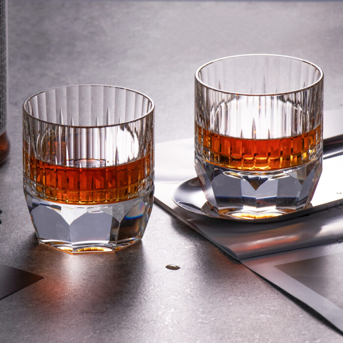 Crystal Whiskey Glasses Set of 2, 7.44oz Old Fashioned Glasses - Image 3