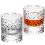 Crystal Whiskey Glasses Set of 2, Hand Blown 7.78oz Old Fashion