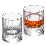 Crystal Whiskey Glasses Set of 2, Handcrafted 2.03oz Old Fashion
