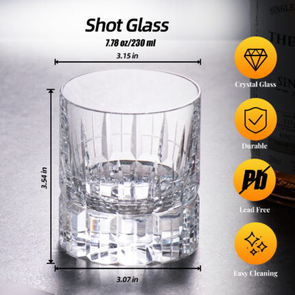 KAMMAK Crystal Whiskey Glasses – Hand-Etched Leaf Motif