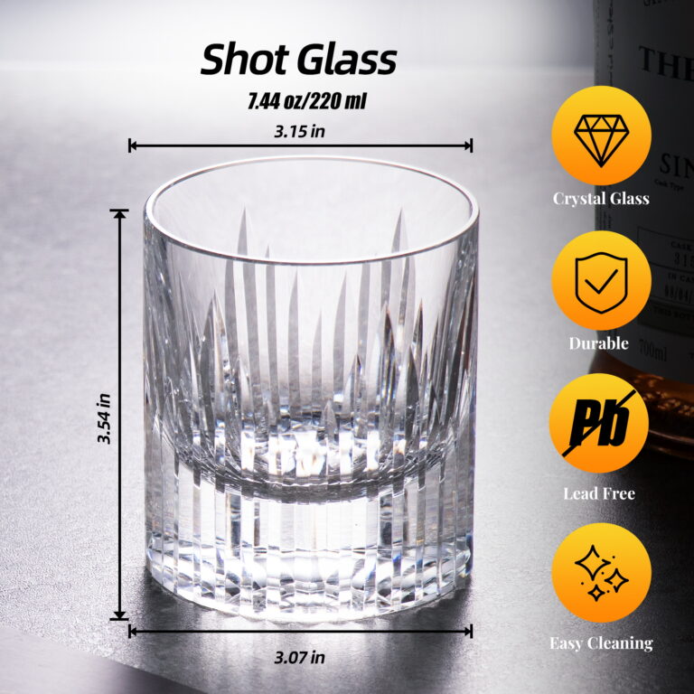 Crystal Whiskey Glasses Set of 2, Luxury 7.44oz Old Fashioned – product dimensions