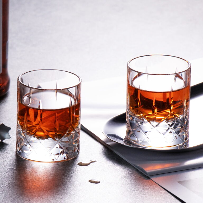 Crystal Whiskey Glasses, Clear Cut 2.03 oz Tasting Glasses, Set of 2 - KAMMAK – detail view 3