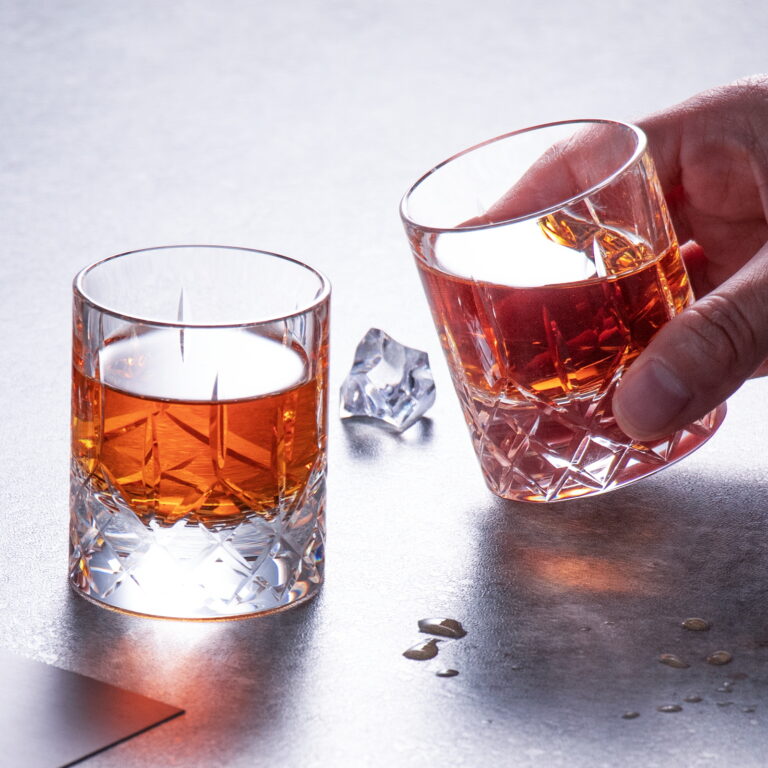 Crystal Whiskey Glasses, Clear Cut 2.03 oz Tasting Glasses, Set of 2 - KAMMAK – detail view 4